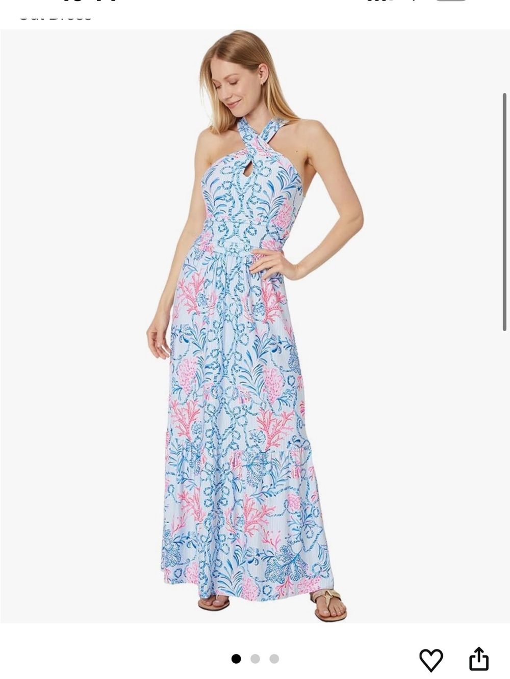 Lilly Pulitzer Sky Blue Maxi Skirt with Pink & Navy Coral Print
